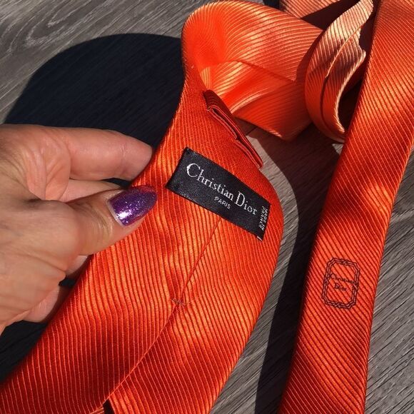 Christian Dior orange tie  - Picture 2 of 4